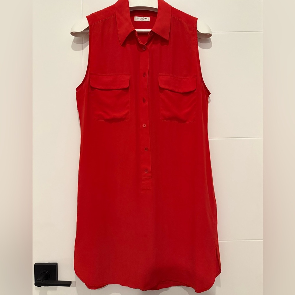 Equipment Red Silk Shirt Dress